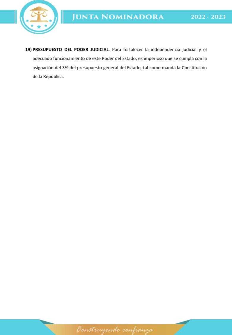 Recomendaciones finales de la Junta Nominadora 